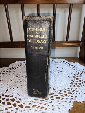 1926 Antique White’s Latin-English Dictionary  Follett Publishing Thumb Indexed